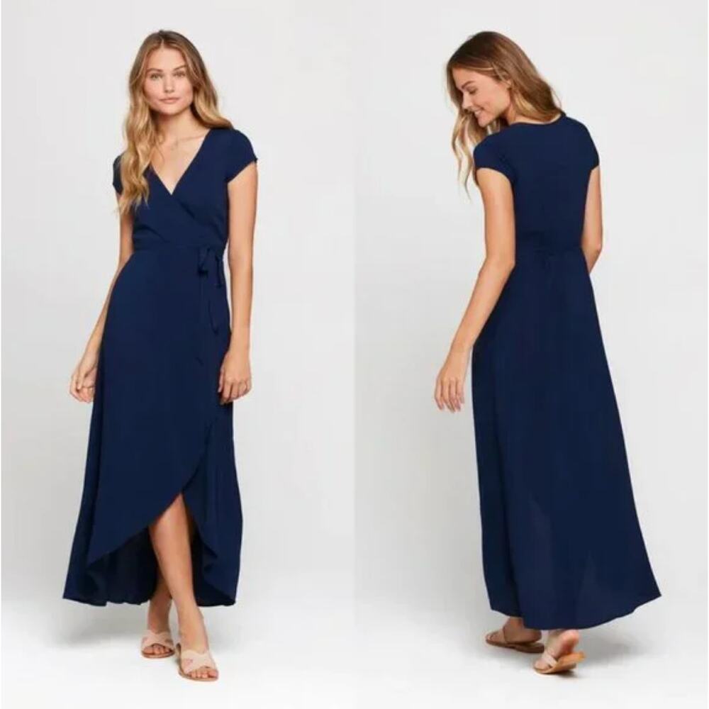 L*Space Goa Dress Wrap Maxi in Midnight Blue Size Small‎ NWT